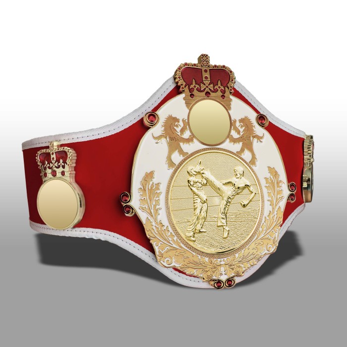 QUEENSBURY PRO LEATHER KICKBOXING CHAMPIONSHIP BELT - QUEEN/W/G/KBOG - 10+ COLOURS